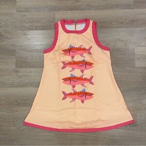 SHEIN Peach and Coral Fish Print Mini Dress